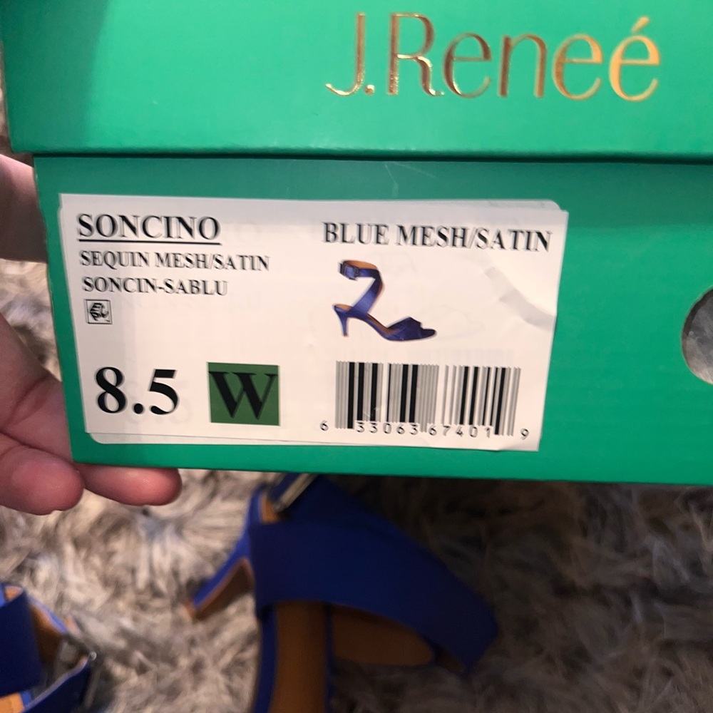 J. Renee Blue Satin Strappy Heels - Picture 6 of 6